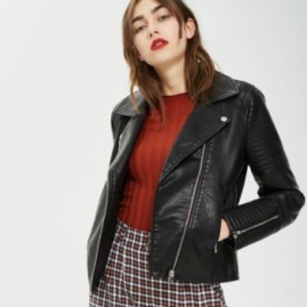 Top Shop faux leather moto jacket